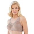 Plus Size Women's Magic Lift® Embroidered Wireless Bra by Glamorise in Taupe (Size 36 F)