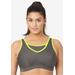 Plus Size Women's No-Bounce Camisole Sport Bra by Glamorise in Grey Yellow (Size 46 F)