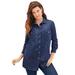 Plus Size Women's Olivia Denim Big Shirt by Roaman's in Dark Wash (Size 22 W) Bigshirt