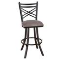 Red Barrel Studio® Howie Swivel Counter, Bar & Extra Tall Stool Upholstered/Metal in Gray/Brown | 46.25 H x 18 W x 18 D in | Wayfair