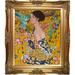 Vault W Artwork Con Ventaglio' by Gustav Klimt - Wrapped Canvas Painting Metal in Blue/Orange/White | 32 H x 28 W x 2 D in | Wayfair