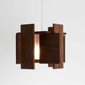 Orren Ellis Gwylan 1 - Light Unique/Statement Geometric Pendant w/ Wood Accents Wood/Bamboo in White/Brown | 11.5 H x 15 W x 15 D in | Wayfair