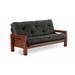 Red Barrel Studio® Full 84" Wide Tufted Back Futon & Mattress Wood/Metal/Solid Wood/Polyester in Black/Brown | 40 H x 84 W x 43 D in | Wayfair