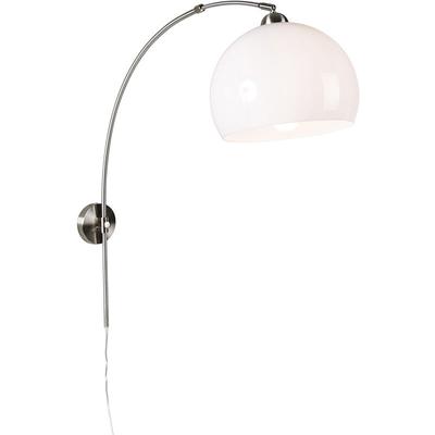 Retro Wandbogenlampe aus Stahl mit weißem Schirm verstellbar Image