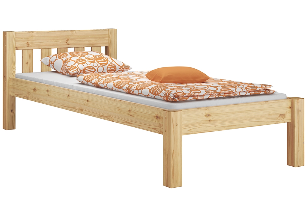 Erst-Holz Einzelbett Futonbett 100x200 Bettrahmen Massivholz Kieferbett natur Rollrost Matratze 60.38-10FLM Image