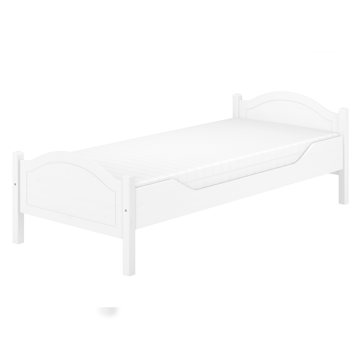 Erst-Holz Einzelbett Kiefer weiß 100x200 Futonbett Bettrahmen Singlebett Zubehör wählbar V-60.30-10WRollrost und Matratze inkl. Image
