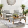 Capella Outdoor Wicker 3Pc Chair Set Gray/Acorn - Coffee Table & 2 Chairs - Crosley KO70191GY-AC