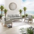 Capella Outdoor Wicker 3Pc Sofa Set Gray/Acorn - Sofa & 2 Chairs - Crosley KO70193GY-AC