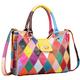 KELUINA Soft Lambskin Multicolor Leather Bags Tote Crossbody Shoulder Bag Top Handle Handbag Purse Tassel Fringe for Women/Lady