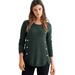 Plus Size Women's Button Trim Pullover Sweater by ellos in Deep Emerald (Size 18/20)