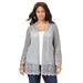 Plus Size Women's Bell-Sleeve Pointelle Cardigan by Roaman's in Heather Grey (Size 30/32) Sweater