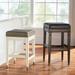 Wexford Square Backless Bar & Counter Stool - 26" Counter Height, Alabaster White/Slate Leather Counter Stool - Frontgate