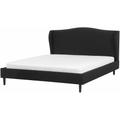 Letto Imbottito Velluto Nero a Doghe Testiera Trapuntata 180 x 200 cm Colmar - Nero