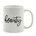 Ebern Designs Albinca Calligraphy Good Virtues Ceramic Coffee Mug Ceramic in Brown/White | 3.75 H x 3.1 W in | Wayfair