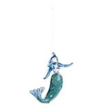 The Holiday Aisle® Mystic Mermaid Hanging Figurine Ornament Glass in Blue | 4.3 H x 2.95 W x 0.9 D in | Wayfair 5F69A7C2220F49098A0BFC77BE7D4F7D