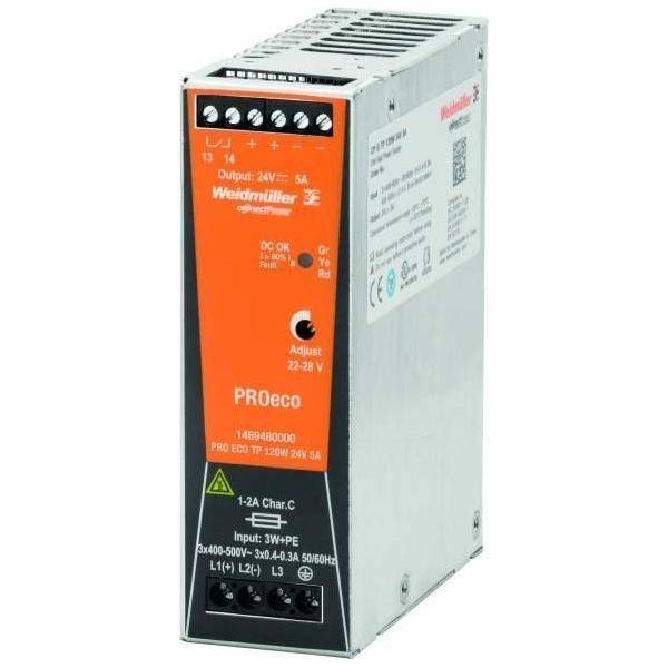 Weidmüller Weidm?ller PRO ECO 120W 24V 5A Hutschienen-Netzteil (DIN-Rail) 24 V/DC 5 A 120 W Anzahl A 1469480000 Image