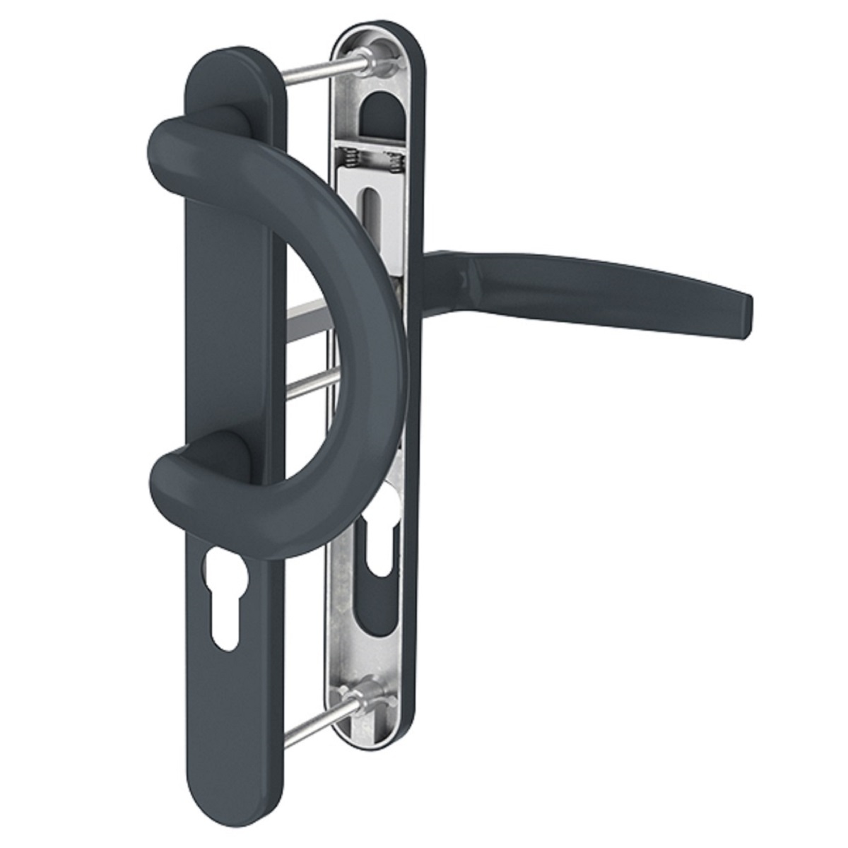 MS Beschläge 72mm Schmalrahmengarnitur Anthrazit Bügelgriff/Drücker Türstärke 39-54mm Image