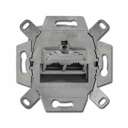 Busch-Jaeger Anschlussdose, Cat6A (IEC), AufputzUnterputz, 2xRJ45 8(8), Kanaleinbau, Bodentank/Unterflurmontage, RAL9006, grau, LSA, designfähig Image