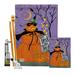 Breeze Decor Happy Pumpkin Trio - Impressions Decorative 2-Sided Polyester 40 x 28 in. Flag Set in Indigo/Orange | 40 H x 28 W x 4 D in | Wayfair