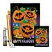 Breeze Decor Happy Pumpkins - Impressions Decorative 2-Sided Polyester 40 x 28 in. Flag Set in Black/Orange | 40 H x 28 W x 4 D in | Wayfair