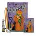 Breeze Decor Spooky Pumpkin Men - Impressions Decorative 2-Sided Polyester 40 x 28 in. Flag Set in Indigo/Orange | 40 H x 28 W x 4 D in | Wayfair