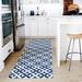 Blue/Navy 96 x 0.06 in Area Rug - George Oliver Modern Coastal Navy/White Indoor/Outdoor Non-Slip Rug Polypropylene | 96 W x 0.06 D in | Wayfair