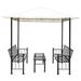 Arlmont & Co. Moa Gazebo Patio Pavilion w/ Table & Benches Sun Shelter Canopy Tent Metal/Soft-top in Black | 94.8 H x 98.4 W x 58.8 D in | Wayfair