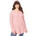 Plus Size Women's Lace Yoke Pullover by Roaman's in Soft Blush (Size 2X) Sweater