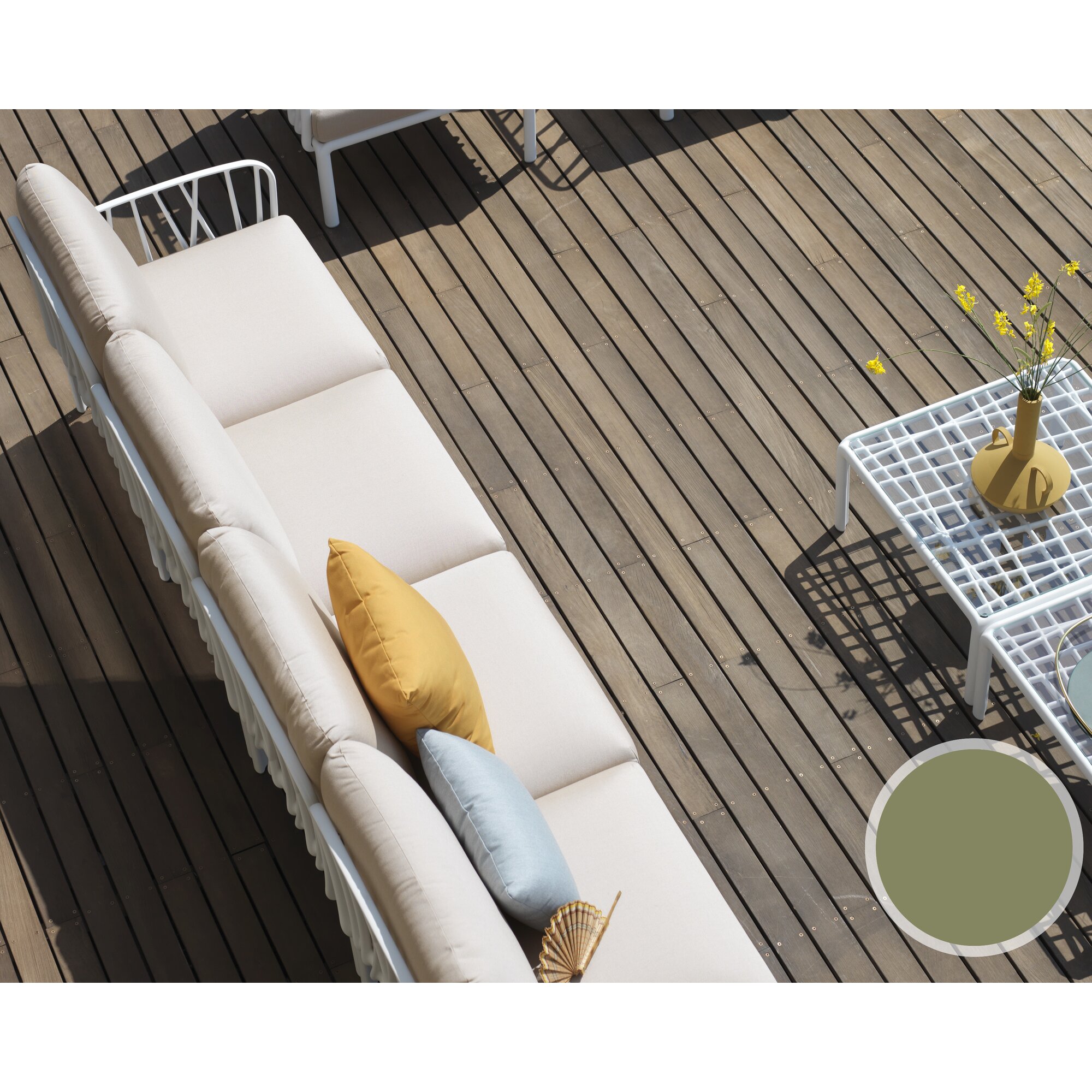 NARDI »Komodo« Beistelltisch mit Glas / Gestell agave Image