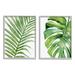 Stupell Industries Tropical Green Palms Minimal White Background - 2 Piece Graphic Art Print Set on Canvas in Green/White | Wayfair