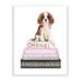 Stupell Industries Resting Spaniel Puppy & Iconic Fashion Bookstack by Amanda Green - Graphic Art Print on Canvas in Pink | Wayfair ab-586_wd_13x19