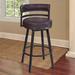 Wade Logan® Deherrera Modern Swivel Stool w/ Footrest in Faux Leather, Metal Base Metal in Black/Brown | 35 H x 18 W x 21 D in | Wayfair