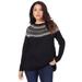 Plus Size Women's Fair Isle Pullover Sweater by Roaman's in Black Classic Fair Isle (Size 12)