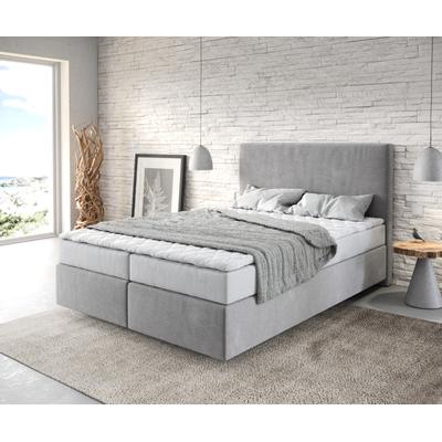 DELIFE Boxspringbett Dream-Well 140x200 cm Mikrofaser Grau mit Matratze und Topper, Boxspringbetten Image