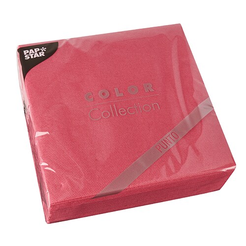 Papstar 18 X 30 Servietten, 2-lagig "PUNTO" 1/4-Falz 38 cm x 38 cm fuchsia mikrogeprägt Image