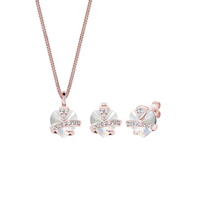 Elli Herz Glamourös Kristalle 925 Silber Rosegold Damen