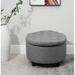 Red Barrel Studio® Gowanus 24.75" Tufted Round Storage Ottoman Linen in Brown | 16 H x 24.75 W x 24.75 D in | Wayfair