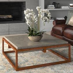 Birch Lane™ Alsen Frame Coffee Table Concrete/Metal in Brown/Gray | 15 H x 42 W x 42 D in | Wayfair TADN9424 37309689
