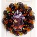 The Holiday Aisle® Halloween Wreath w/ Spooky Raven Burlap/Deco Mesh, Wood in Black/Green/Indigo | 24 H x 24 W x 6 D in | Wayfair