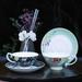 Grace's Tea Ware 2 Piece Bone China Teacup & Saucer Set Bone China/Ceramic in Black | 2.25 H in | Wayfair S18455JJ-4T/2