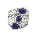 Coming and Going,'Three Stone Lapis Lazuli and Sterling Silver Cocktail Ring'