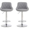 2x Modern Leather Swivel Bar Stools Breakfast Kitchen Chair Chrome Base Gas Lift (Light grey)