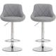 2x Modern Leather Swivel Bar Stools Breakfast Kitchen Chair Chrome Base Gas Lift (Light grey)