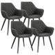 WOLTU Set of 4 x Dining Chairs Anthracite Kitchen Side Dining Chairs Upholstered Faux Leather Seat for Counter Lounge Living Room Corner Accent Chairs with Arms & Back Metal Legs Reception Chairs