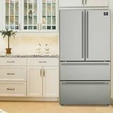 Forno Moena 36-inch French Door Refrigerator in Stainless Steel, 19.2 cu.ft. Capacity w/ Ice Maker in Black/Gray/White | Wayfair FFRBI1820-36SB