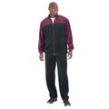 Men's Big & Tall Colorblock Velour Tracksuit by KingSize in Deep Burgundy Black (Size 8XL)