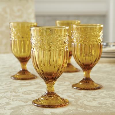 4-Pc. Amber Goblets Set by BrylaneHome in Amber
