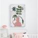 Red Barrel Studio® 'Pitcher Planter' by Marmont Hill - Wrapped Canvas Painting Print Canvas in Black/Green/Pink | 30 H x 24 W x 1.5 D in | Wayfair