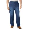 Men's Big & Tall Relaxed Fit Cargo Denim Look Sweatpants by KingSize in Stonewash (Size 2XL) Jeans