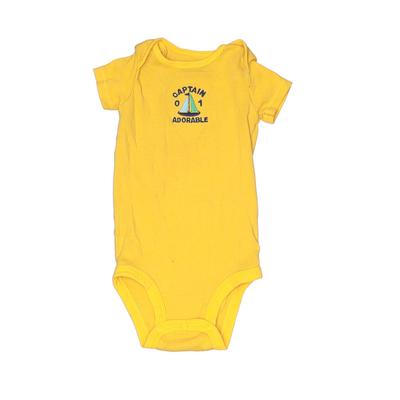 Carter's Short Sleeve Onesie: Yellow Solid Bottoms - Size 9 Month
